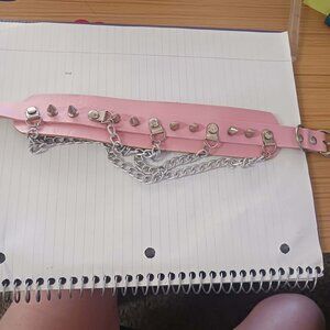 Pink Spiked chain collar